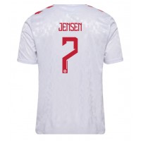 Camisa de Futebol Dinamarca Mathias Jensen #7 Equipamento Secundário Europeu 2024 Manga Curta